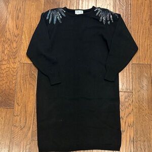 Sweet Baby Jane Black Dress with Glitter Shoulders and shoulder pads